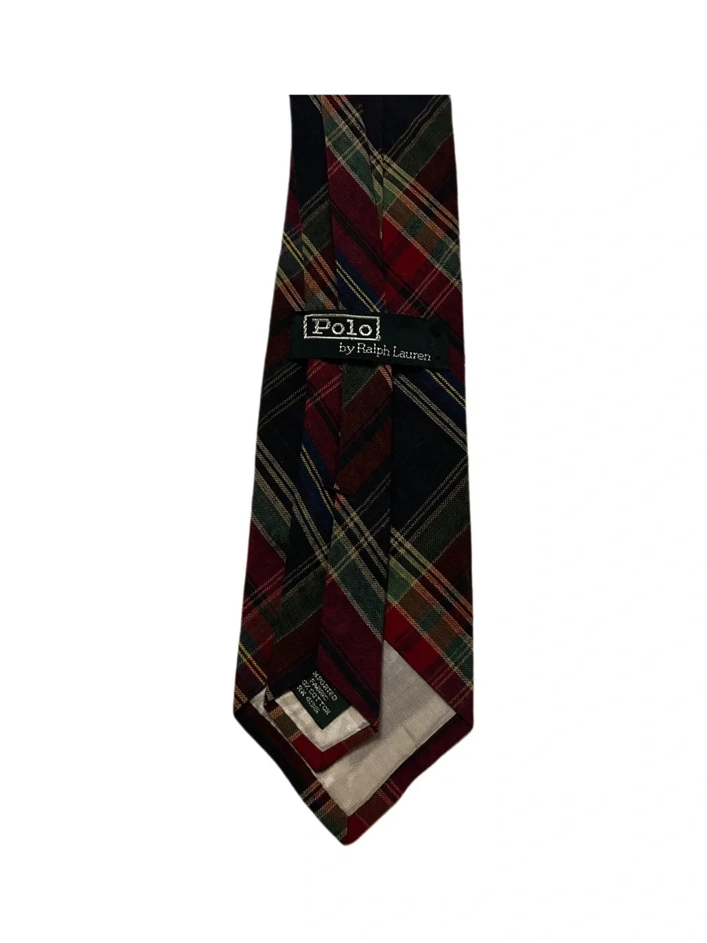 Vintage Ralph Lauren Polo Plaid Tartan 100% Cotton Tie USA 3.25